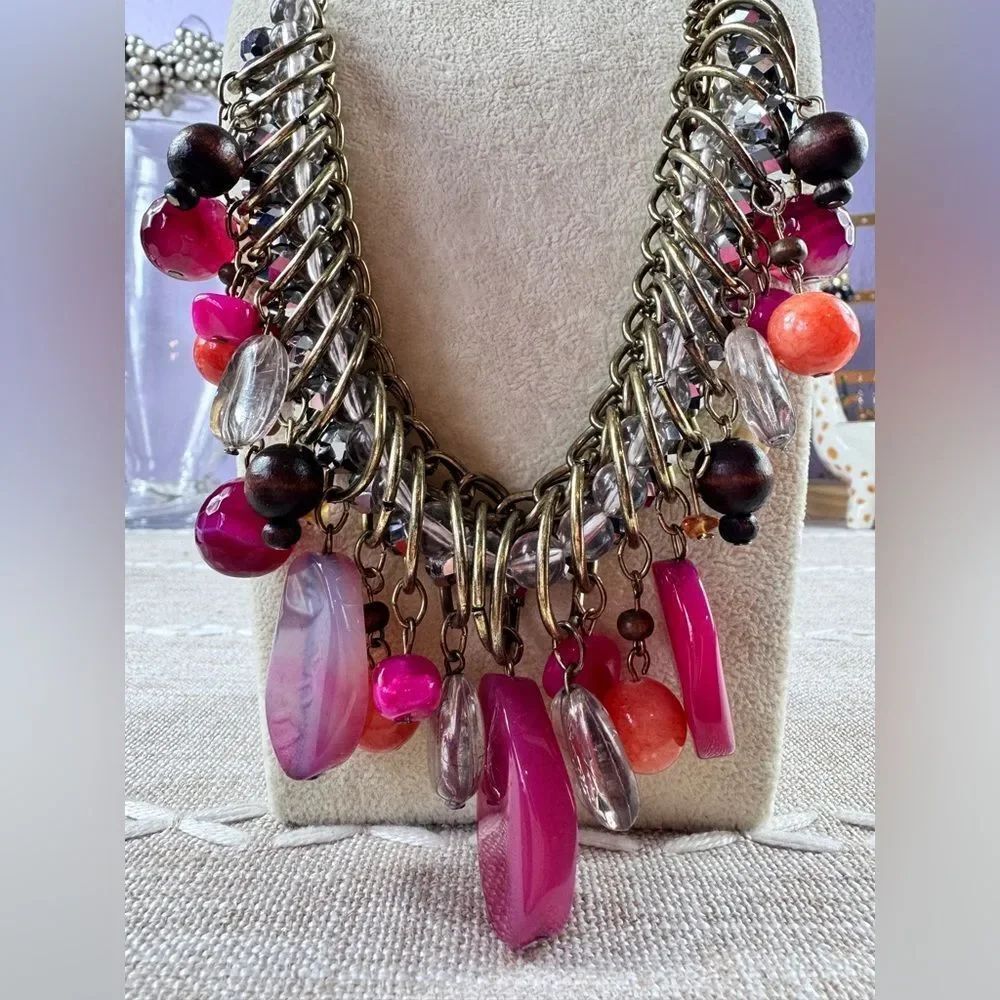 Erica Lyons Stone Glass Statement Necklace